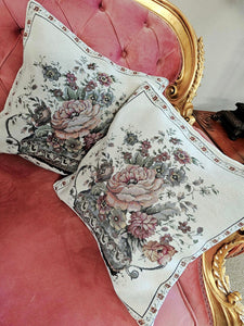 Off White Color With Flowers Design Of Two Goblin Cushion Covers