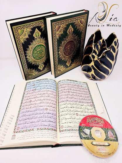 X Large indexed Colored Subject Mushaf/Quran With CD مصحف الشام المفهرس مع التفسير الموضوعي