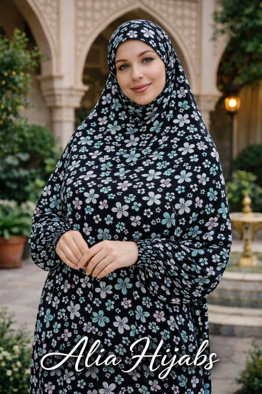 Turquoise / Black & Off White