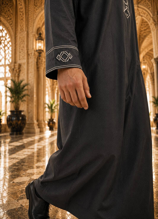 Charcoal / Silver & Black Embroidery