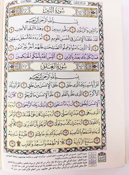 X Large indexed Colored Subject Mushaf/Quran With CD مصحف الشام المفهرس مع التفسير الموضوعي