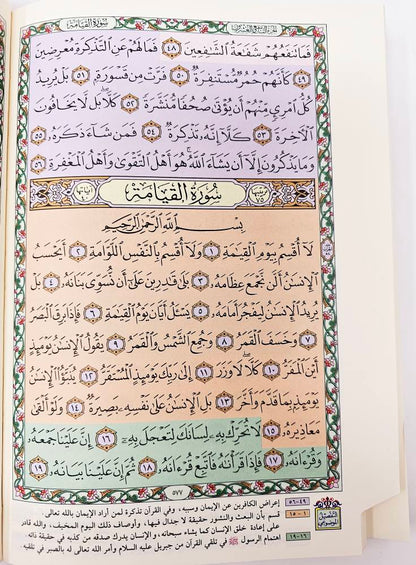 X Large indexed Colored Subject Mushaf/Quran With CD مصحف الشام المفهرس مع التفسير الموضوعي