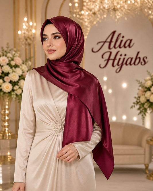 Burgundy Double Face Plain Satin Shawl