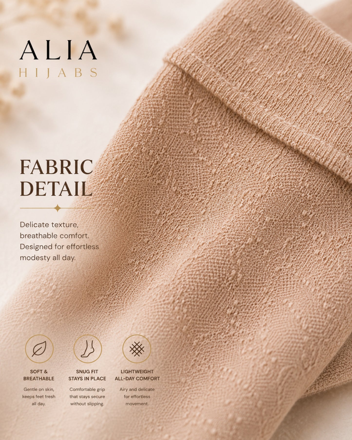 Beige Women's Ankle Stockings | Modest Prayer Socks | شرعي