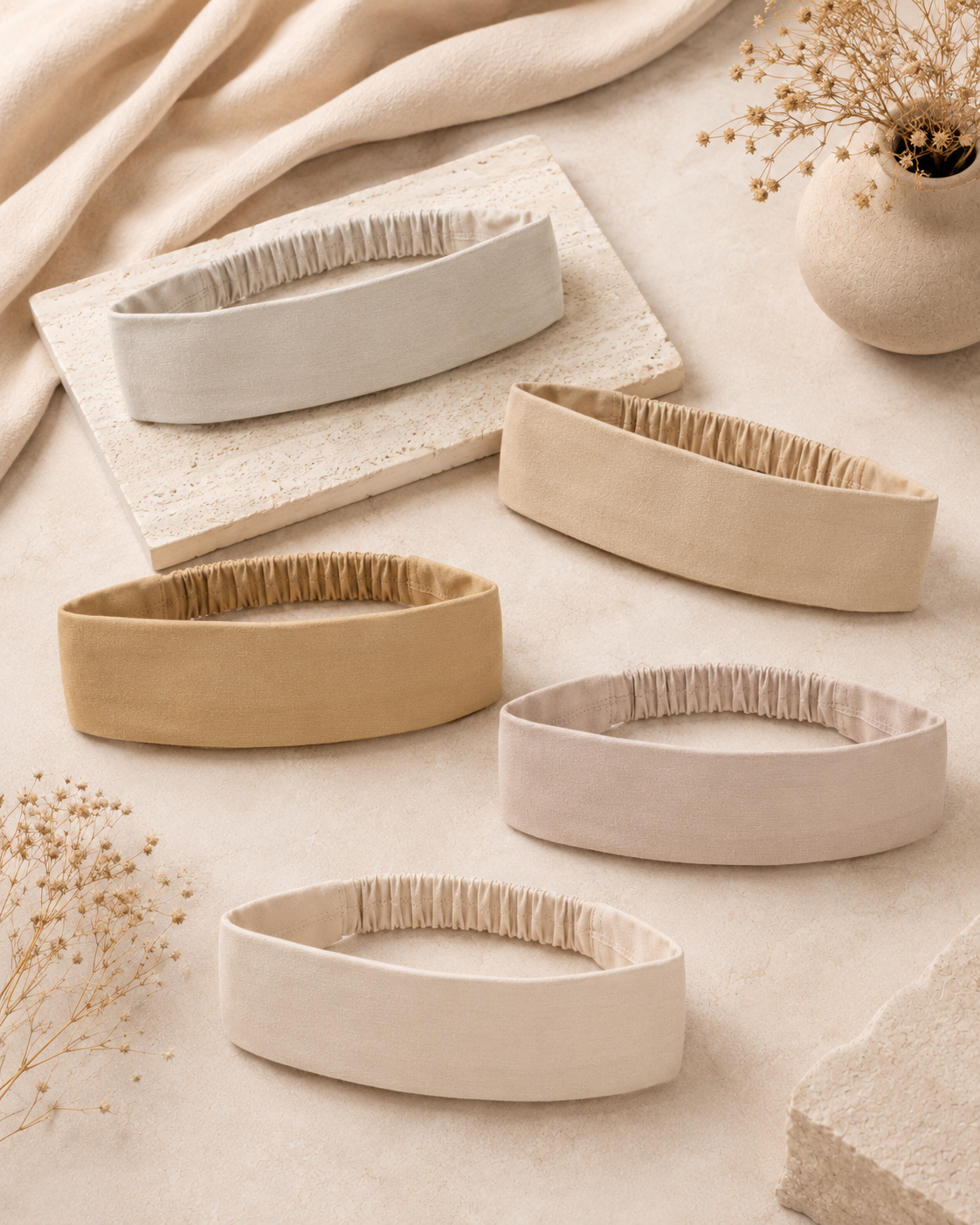 Light Beige/M Beige/Golden Beige/Beige/Tan Beige Cotton Headbands