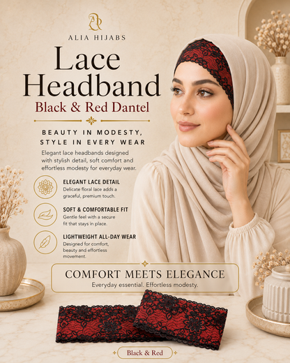 Black & Red Lace/Dantel Headband