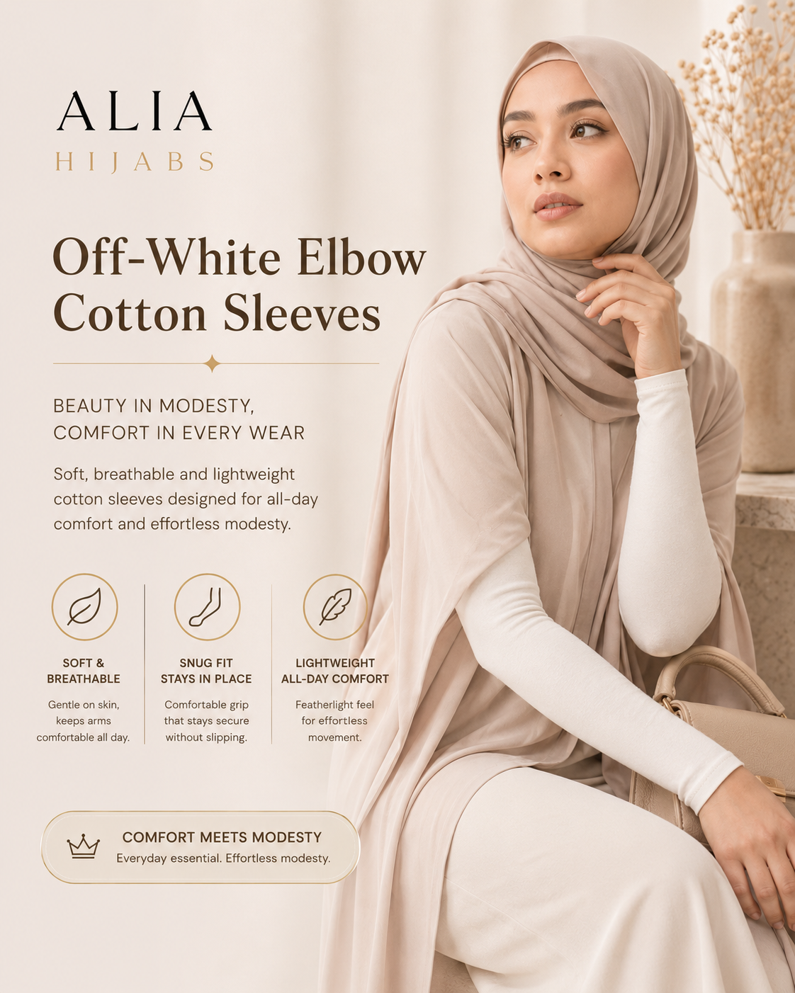 Off-White Elbow Cotton Sleeves