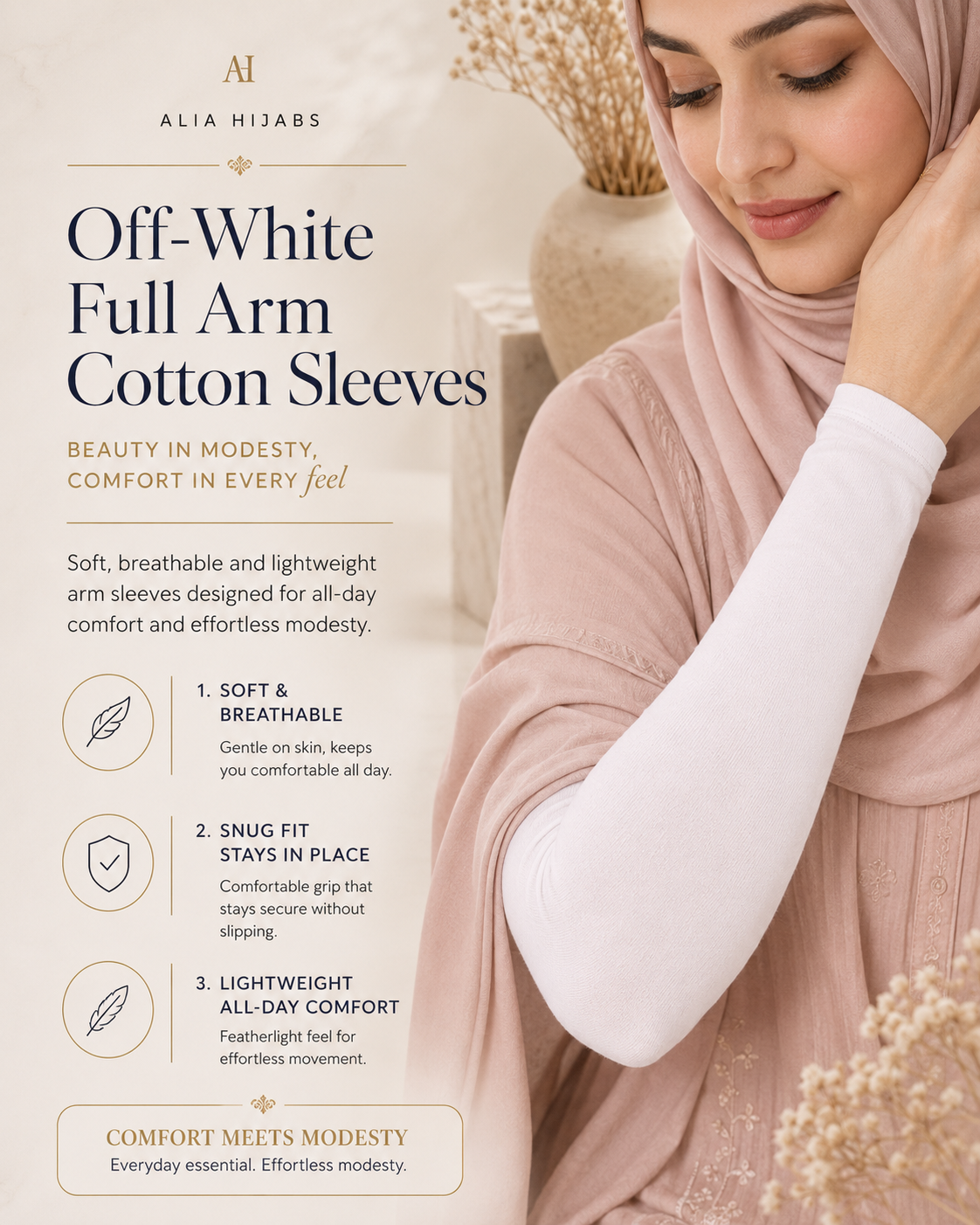 Off-White Full Arm Cover Cotton Sleeves FCS012004
