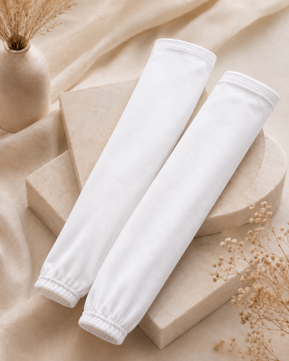 White Full Arm Cover Cotton Sleeves FCS012003