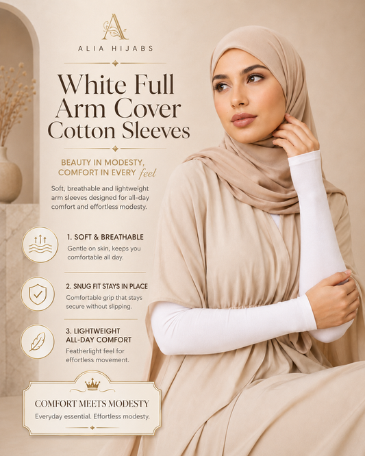 White Full Arm Cover Cotton Sleeves FCS012003
