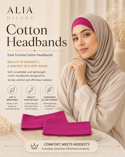 Dark Fuchsia Cotton Headbands