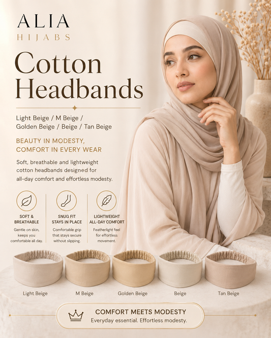 Light Beige/M Beige/Golden Beige/Beige/Tan Beige Cotton Headbands
