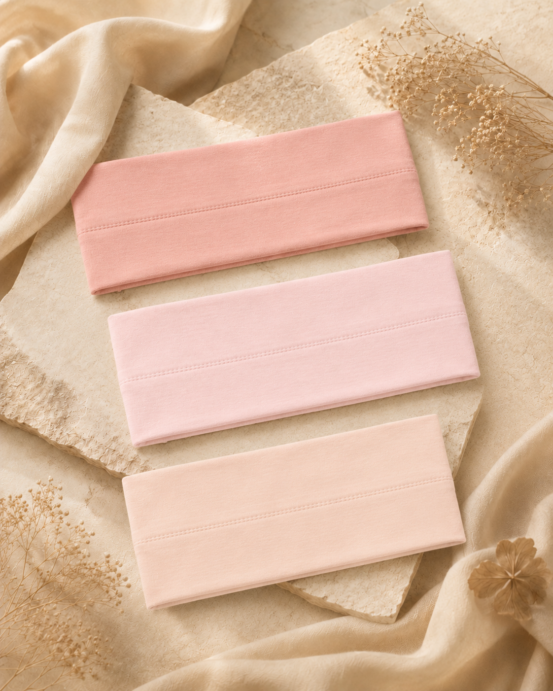 Light Peach/Peach/Dark Peach Cotton Headbands