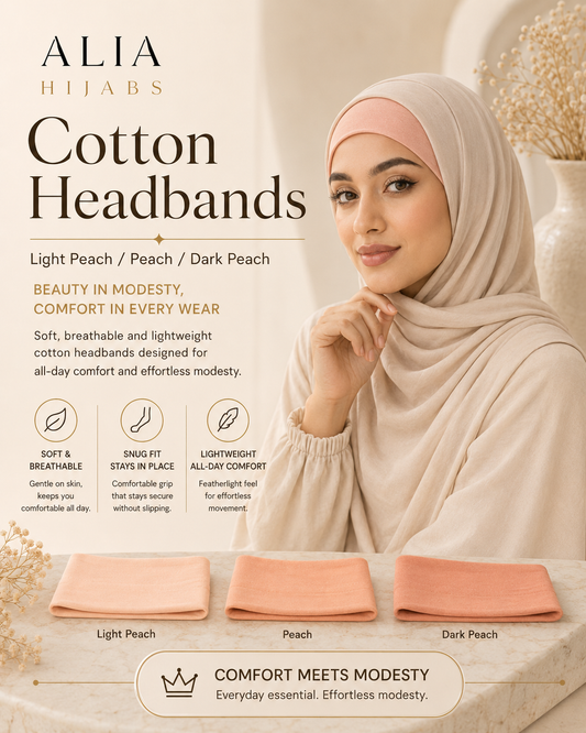 Light Peach/Peach/Dark Peach Cotton Headbands