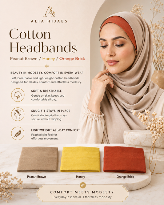 Peanut Brown/Honey/Orange Brick Cotton Headbands