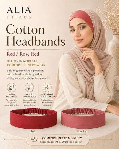 Red/Rose Red Cotton Headbands
