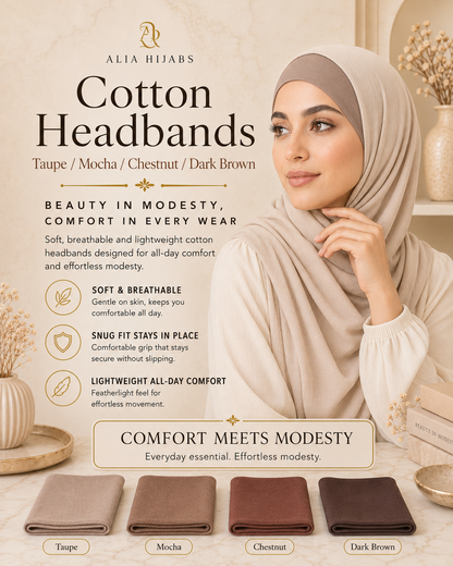 Taupe/Mocha/Chestnut/Dark Brown Cotton Headbands