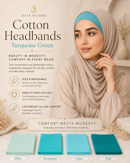Turquoise Green Cotton Headbands