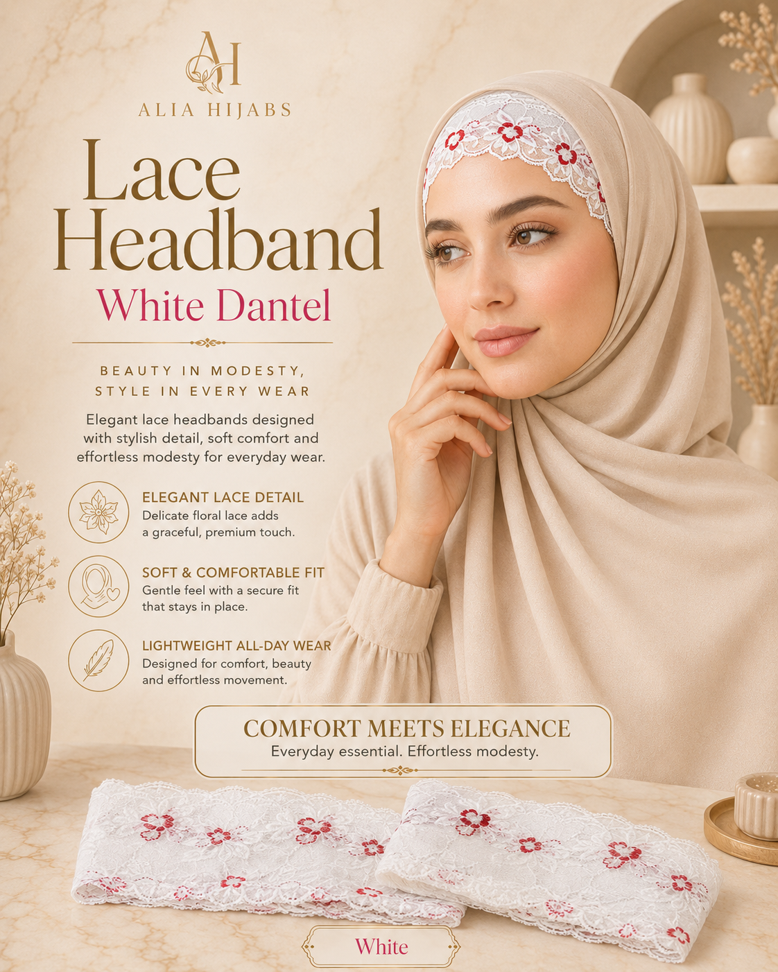 White Lace/Dantel Headband