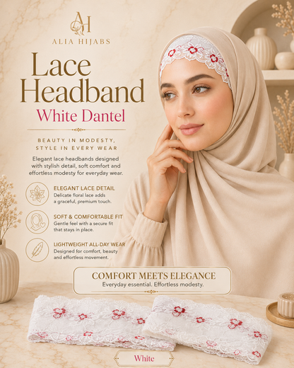 White Lace/Dantel Headband