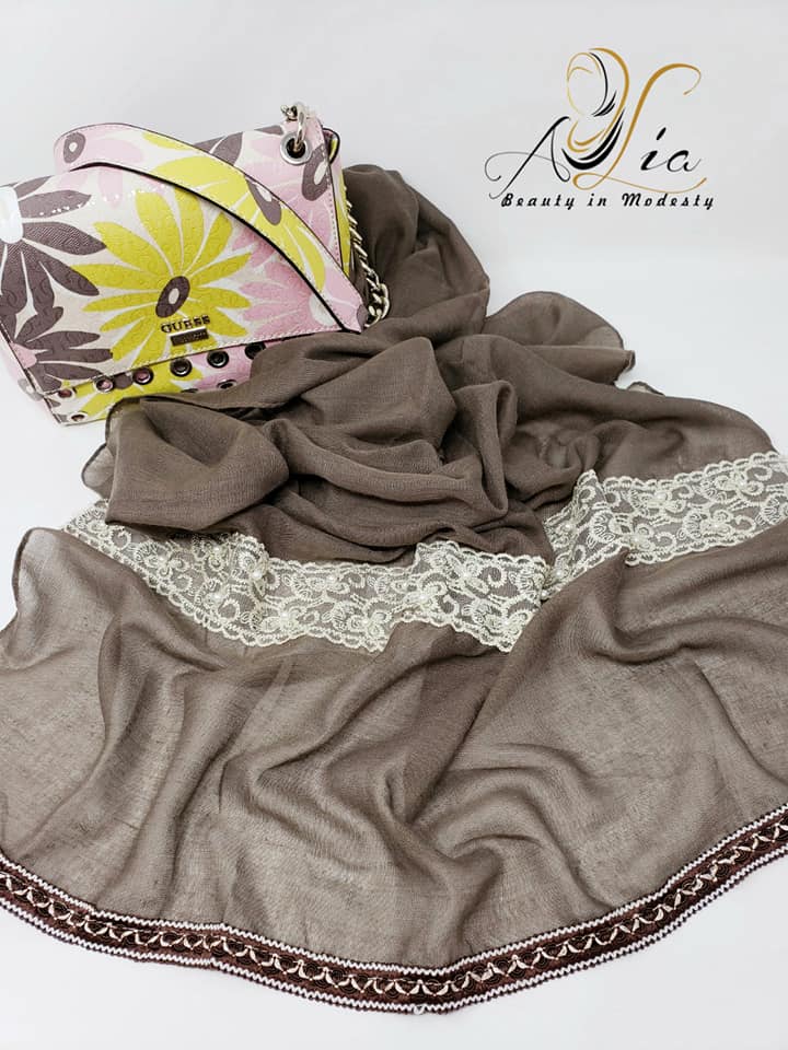Mocha Brown Cotton Embroidered Shawl ESH20