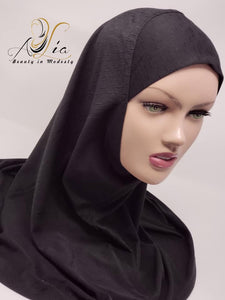 Black One Piece Cotton Jacquard Hijab 1PCJ-14
