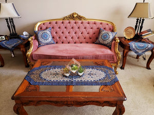 Blue 4 Pcs Set Oriental Chanel Tablecloths