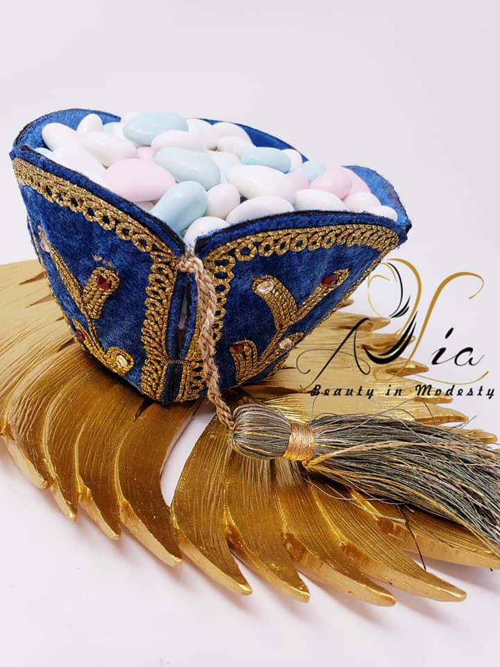 Sapphire Blue Decorated Serving Bowl