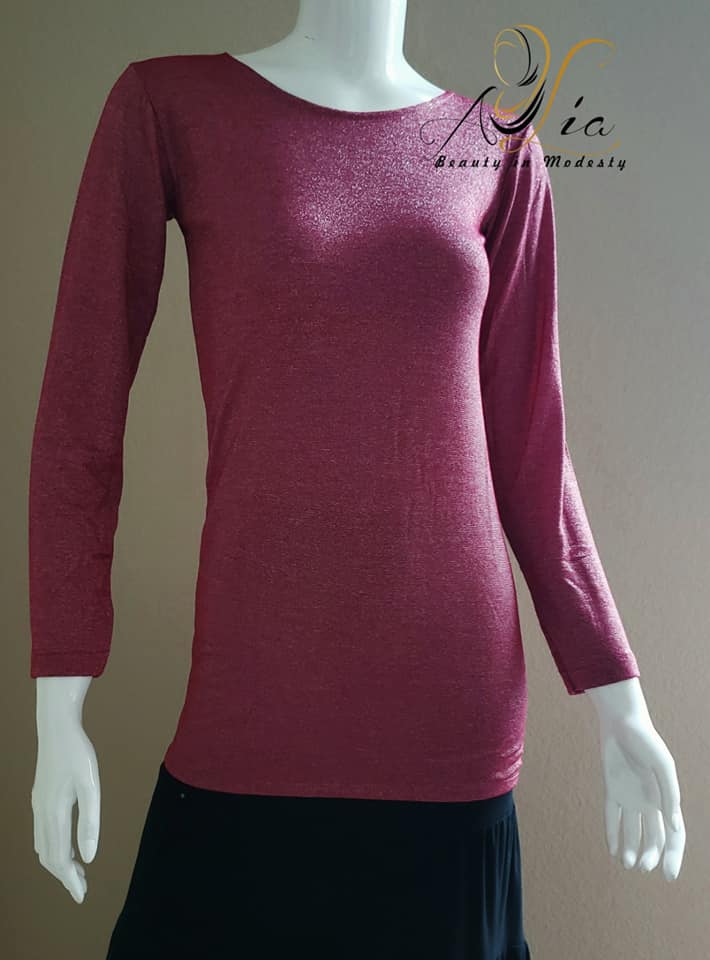 Burgundy Sparkly Jersey Shirt SH-J-11