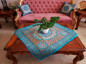Turquoise Oriental Chanel Square Tablecloth