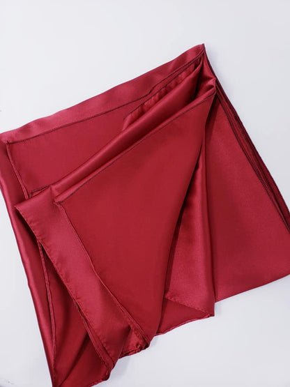 Cherry Red Double Face Silk Satin Square Scarf