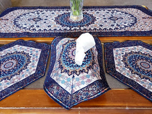 Navy Blue 4 Pcs Set Oriental Chanel Tablecloths