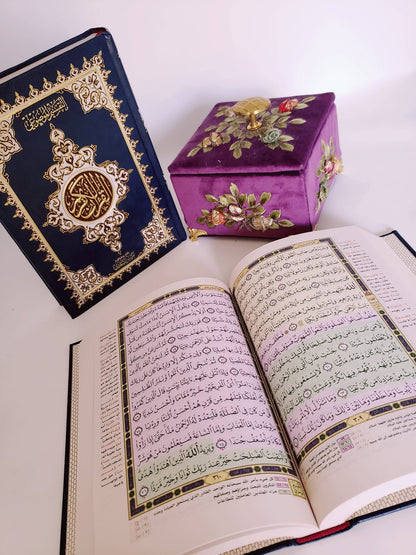 Navy Blue Large Colored Subjects Holy Quran  مصحف التقسيم الموضوعي