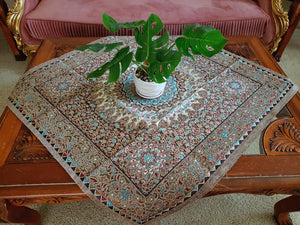 Olive Green/Beige Oriental Chanel Square Tablecloth