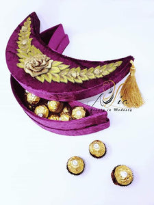 Purple Hand Crafted Crescent Guest Serving Container