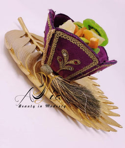 Purple Decorated Serving Bowl
