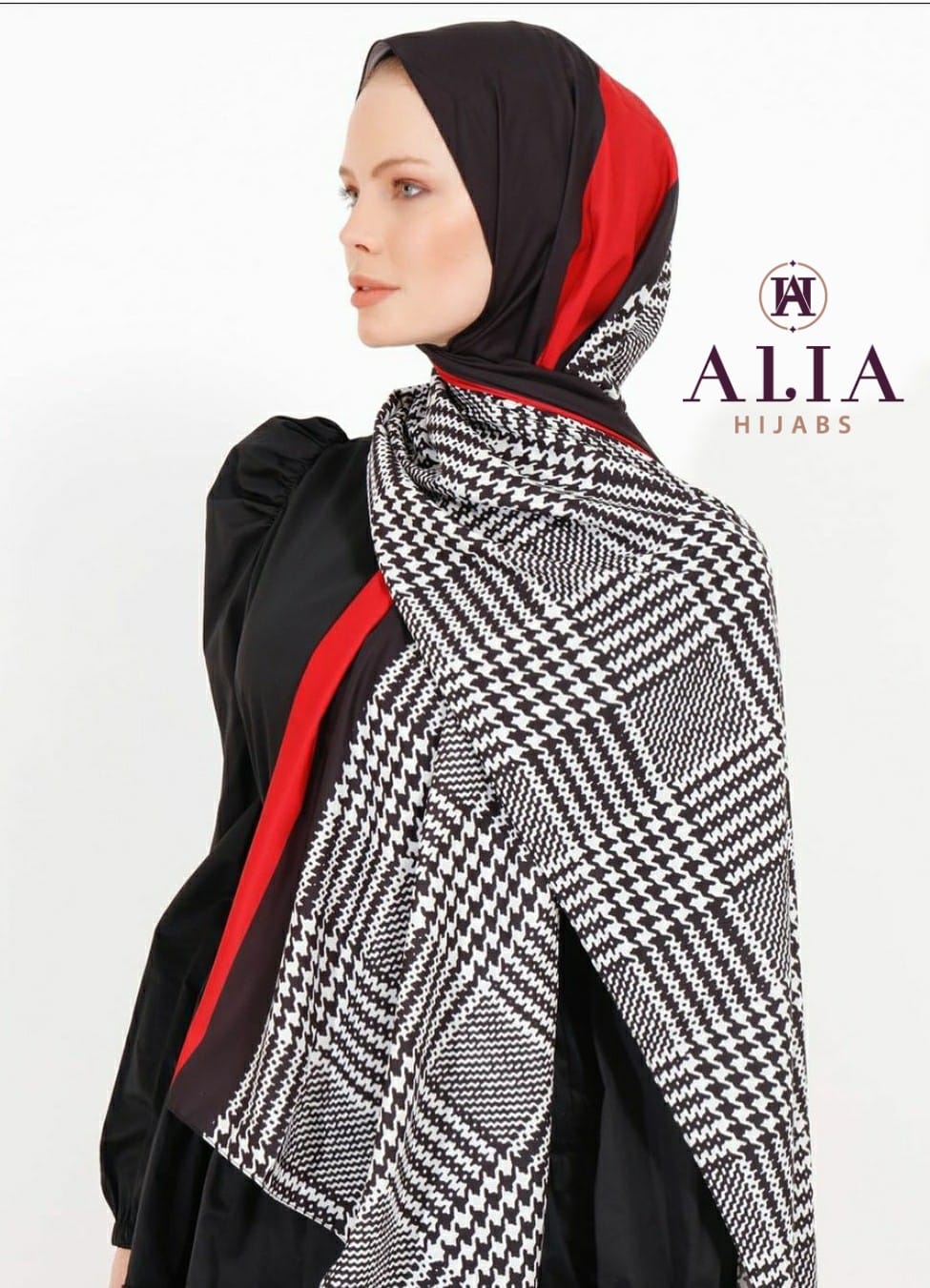 Differenza Black, White & Red Designer Shawl