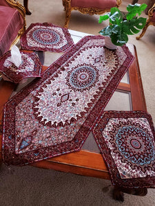 Maroon 4 Pcs Set Oriental Chanel Tablecloths