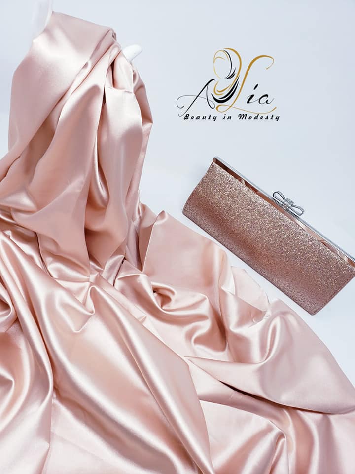 Rose Gold Double Face Plain Satin Shawl