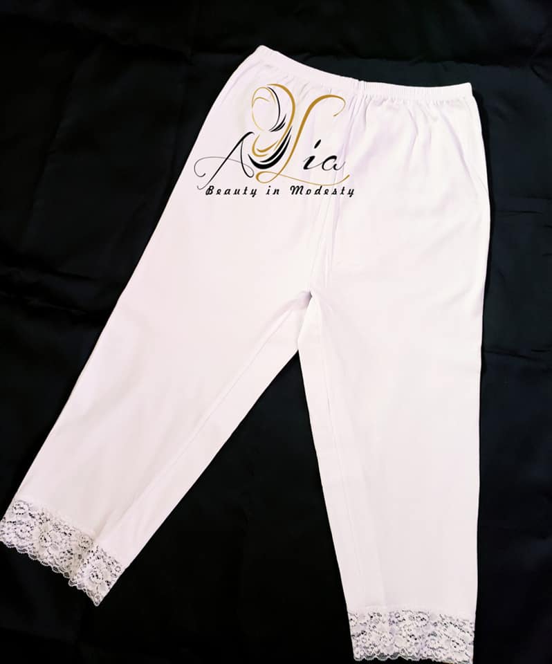 M - L - XL Women White Cotton Capri Leggings