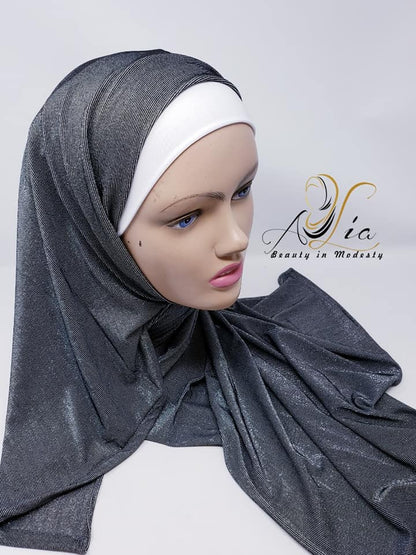 Sparkly Black & Silver Jersey Shawl JER-01