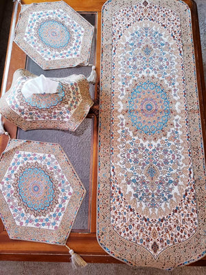 Dark Beige 4 Pcs Set Oriental Chanel Tablecloths