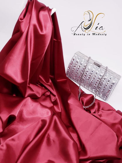 Burgundy Double Face Plain Satin Shawl