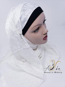 Off-White Synthetic Silk Satin Shawl