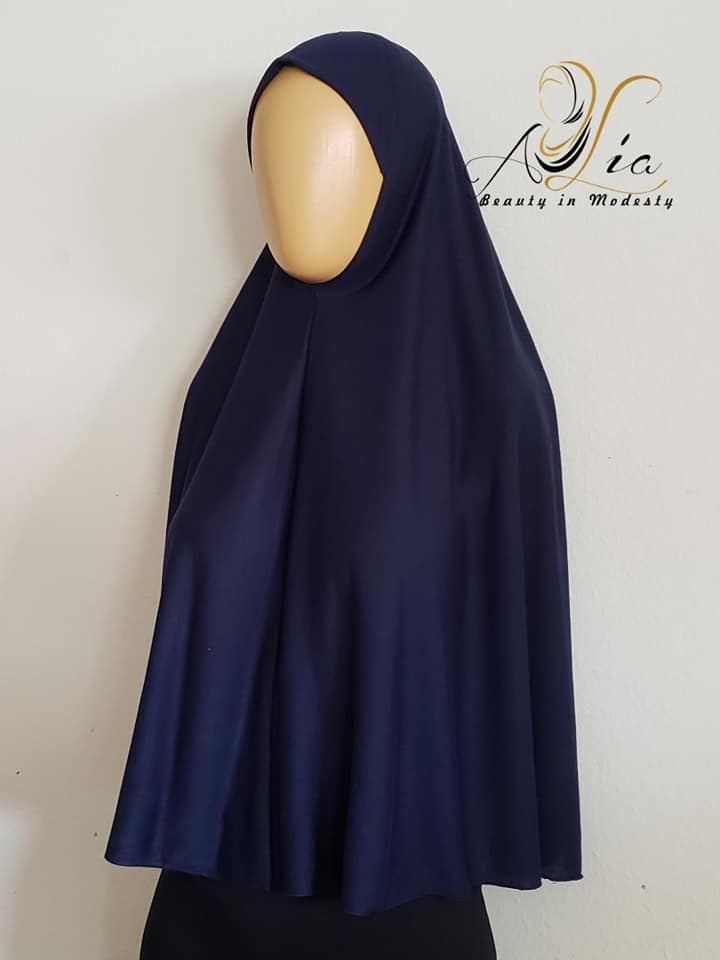 Cotton, Extra Long One Piece Navy Blue Hijab