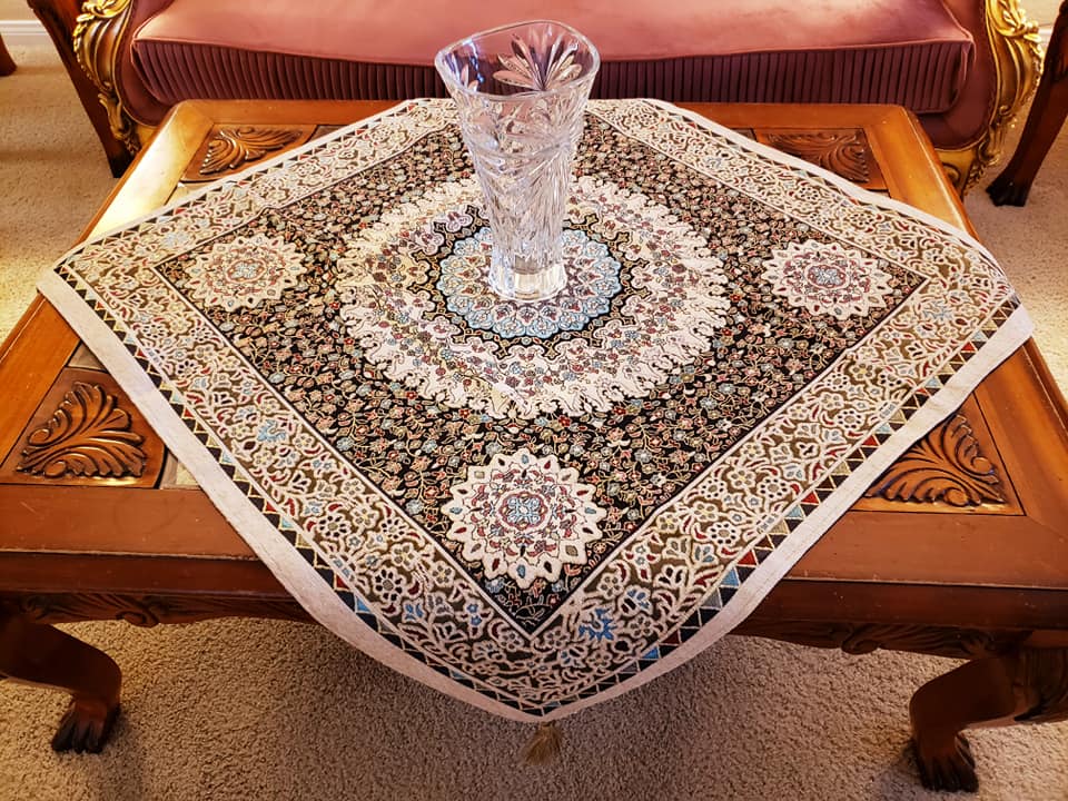 Light Beige Oriental Chanel Square Tablecloth