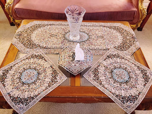 Light Beige 4 Pcs Set Oriental Chanel Tablecloths