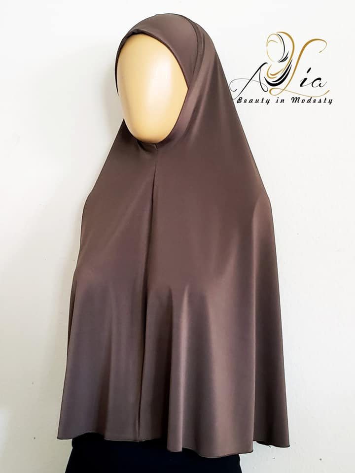 Lycra, Extra Long One Piece Brown Hijab