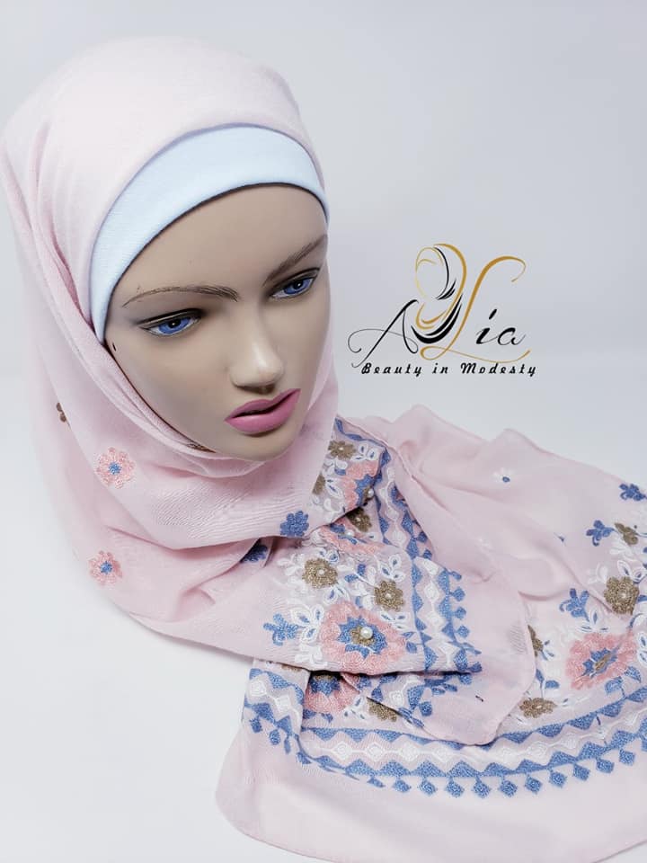 Pink Cotton Embroidered Shawl ESH09