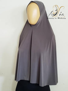 Lycra, Extra Long One Piece Charcoal Gray Hijab